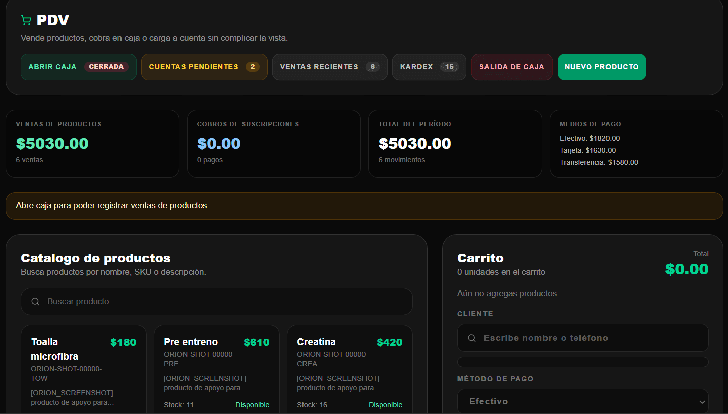 Punto de venta de Orion